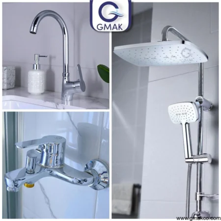 عرض 3 قطع (خلاط حوض + خلاط دش + مسطرة 2×1) BALANCE PIUS