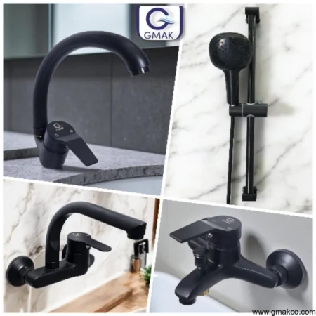 عرض جيماك الأسود: 3 خلاطات PR (دش، حوض، حائطي) ومسطرة دش 1×1.